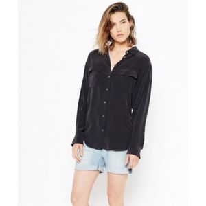 equipment signature silk shirt black